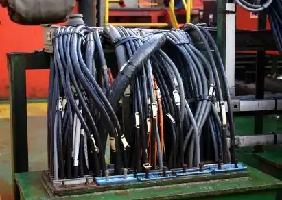 Group of industrial cables for oil and gas operations.