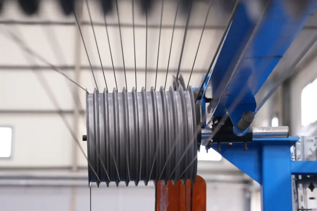 Cable wire spooling machine at Astro Cables factory.